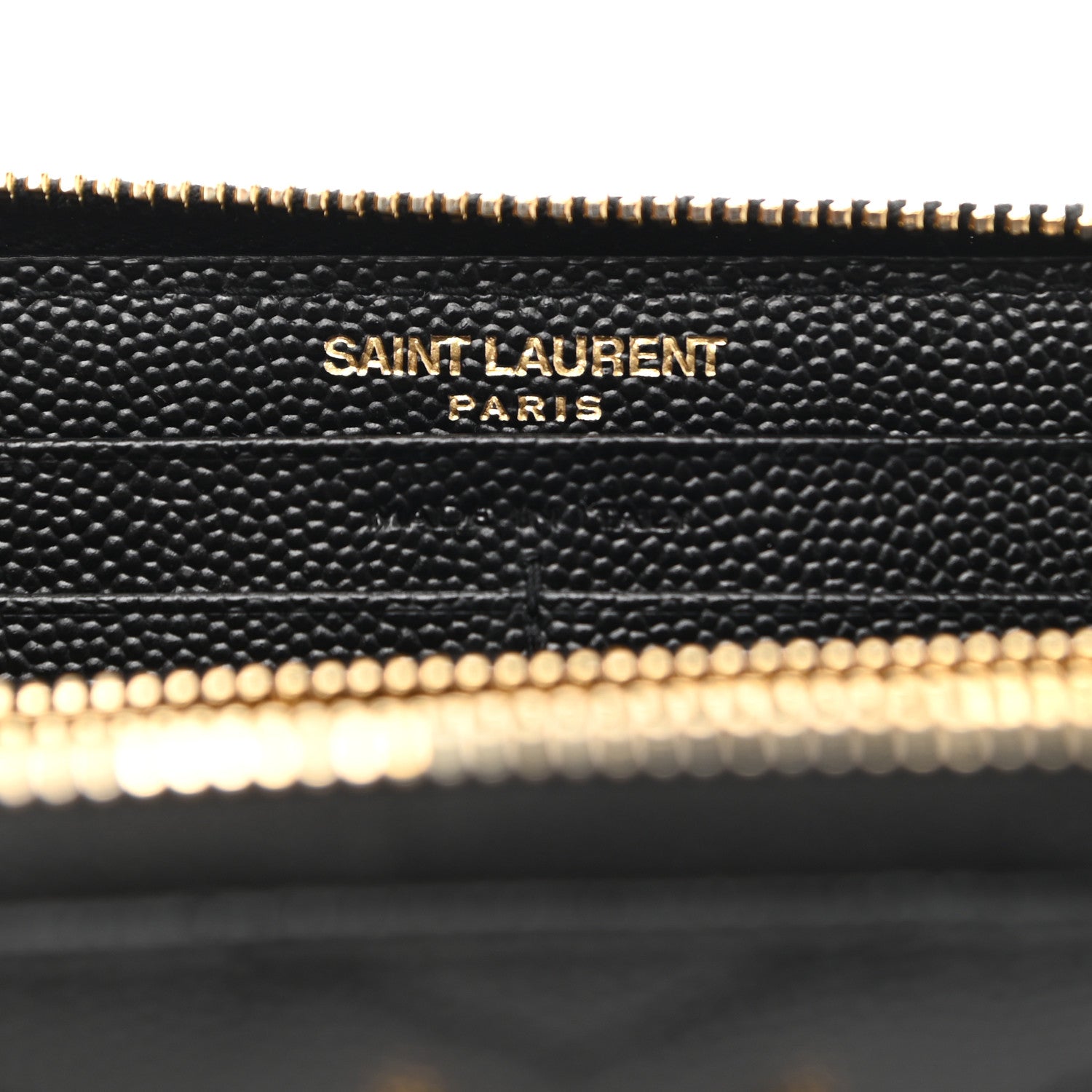 Saint Laurent Grain De Poudre Matelasse Chevron Monogram Zip Around Wallet Black 6 of 10