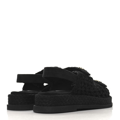 Chanel Crochet Velcro Dad Sandals 36 Black 5 of 9
