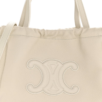 Celine Calfskin Cuir Small Triomphe Cabas Drawstring White 9 of 12