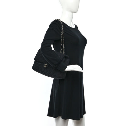 Chanel Denim Quilted CC Print Jumbo Single Flap Black 2 of 12