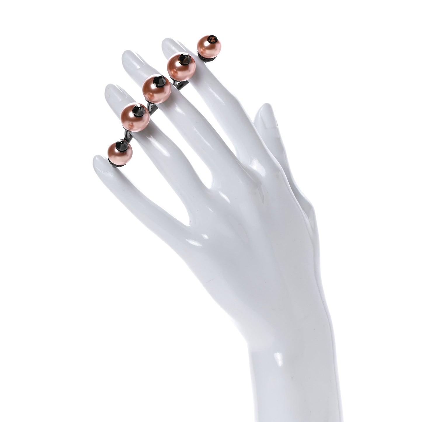 Metal Pearl Multi-Finger Ring Pink