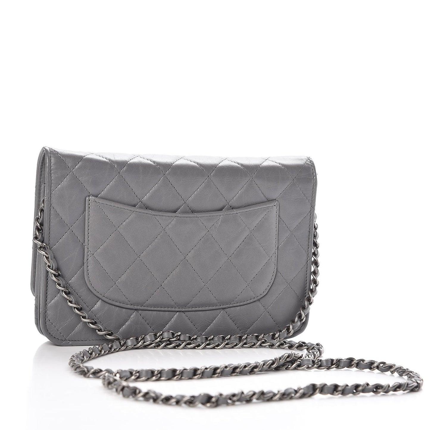 Aged Calfskin Quilted Reissue Wallet On Chain WOC Grey