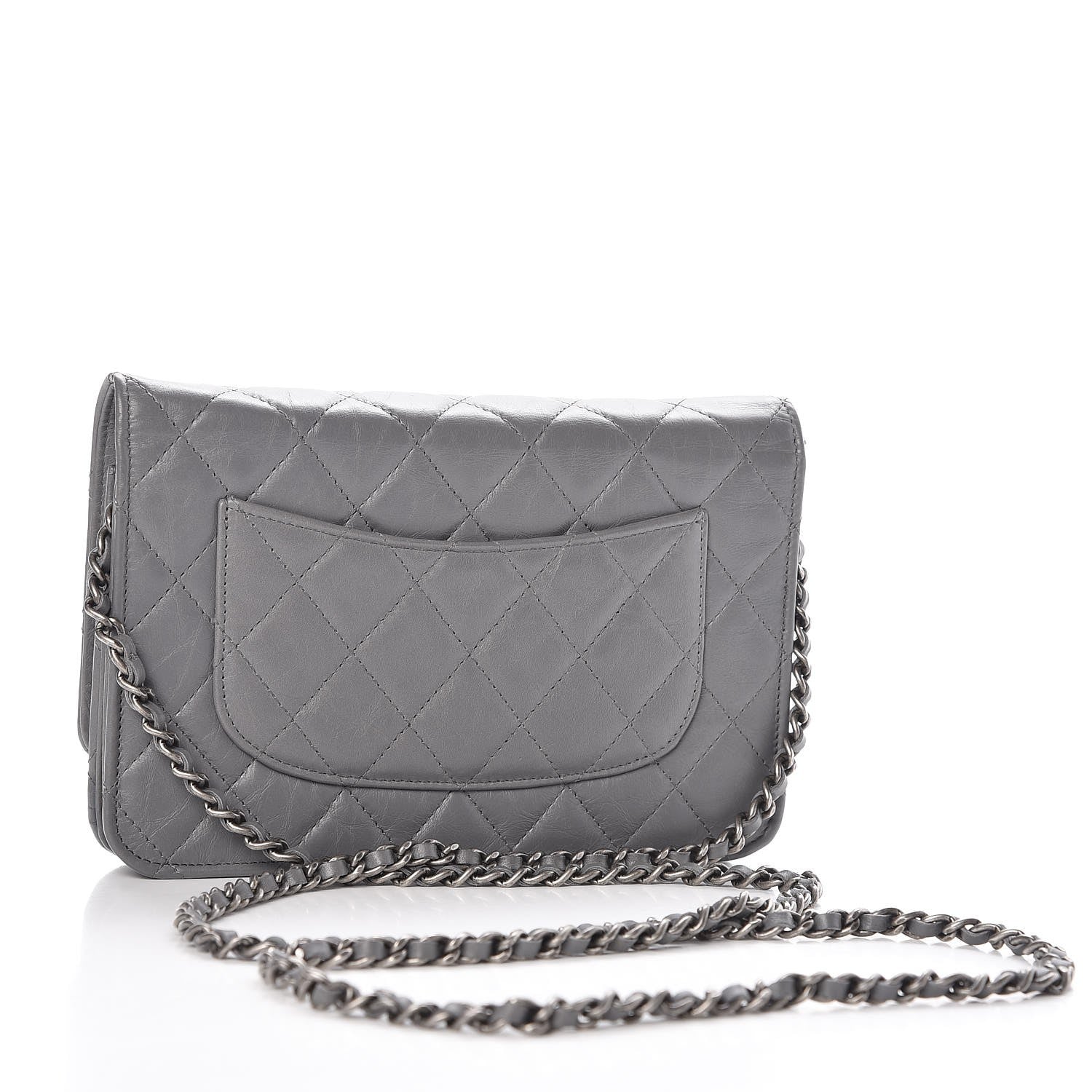 Chanel Aged Calfskin Quilted Reissue Wallet On Chain WOC Grey 3 of 14