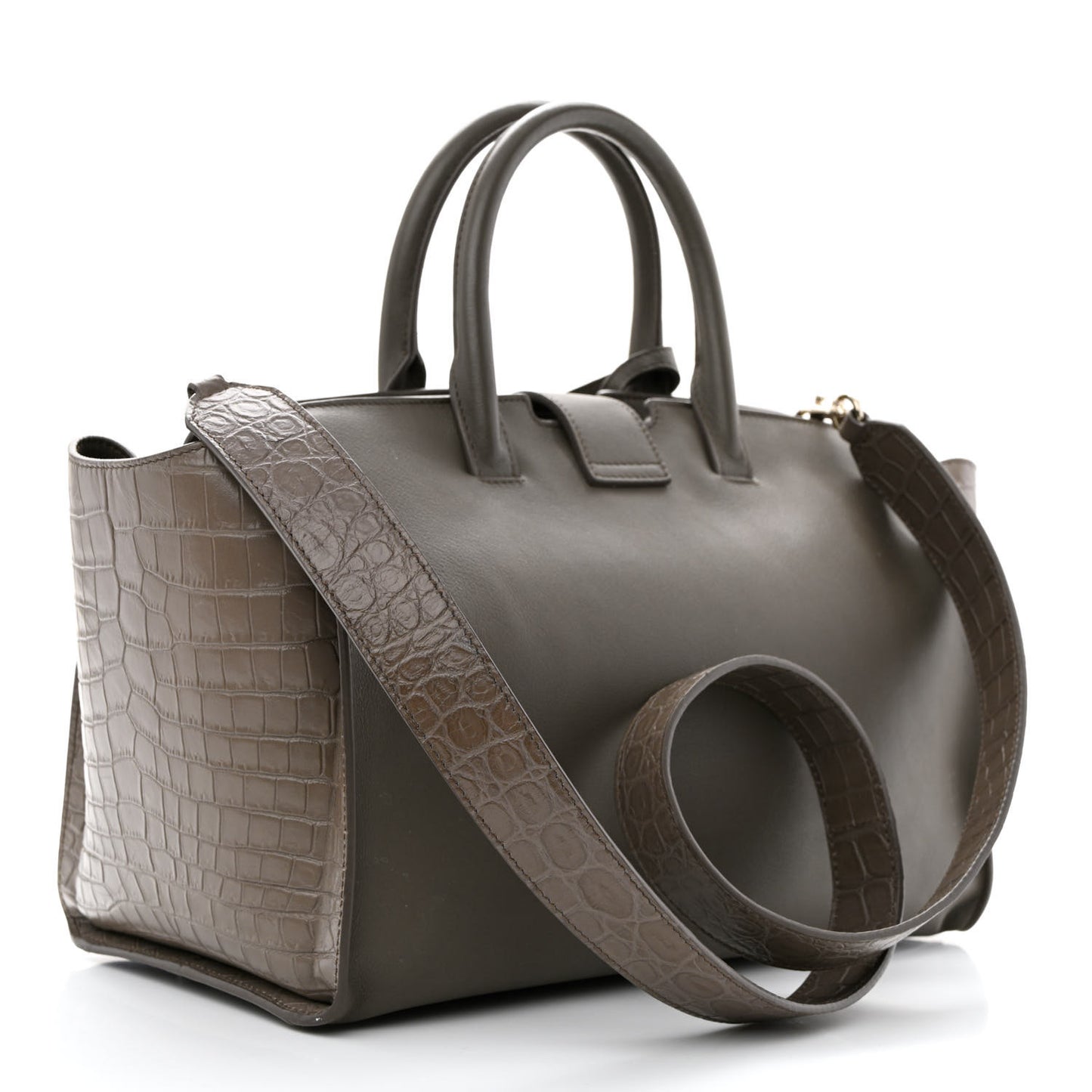 Calfskin Crocodile Embossed Small Monogram Downtown Cabas Earth