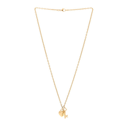 Tiffany 18K Yellow Gold Heart Padlock Key Pendant Necklace 3 of 4