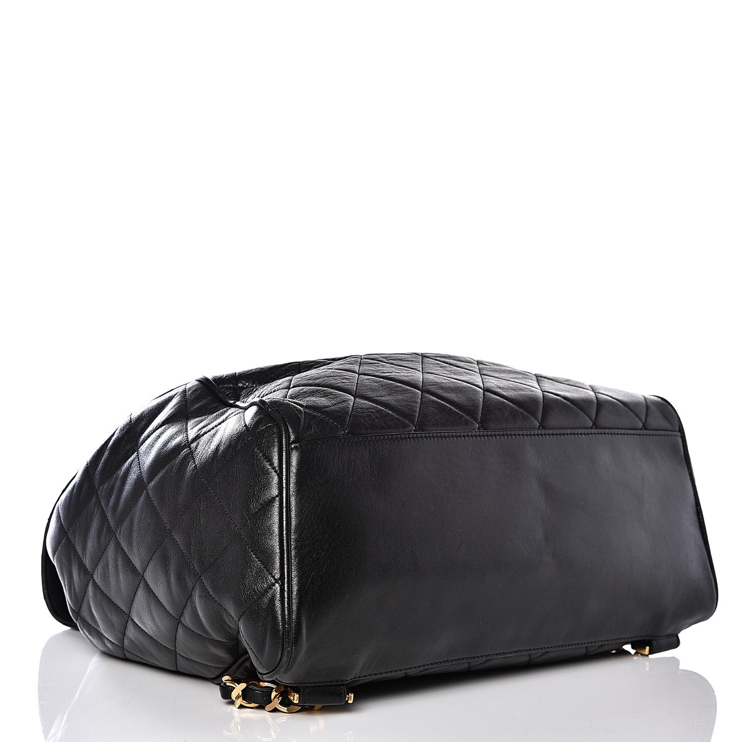 Lambskin Quilted Drawstring Backpack Black