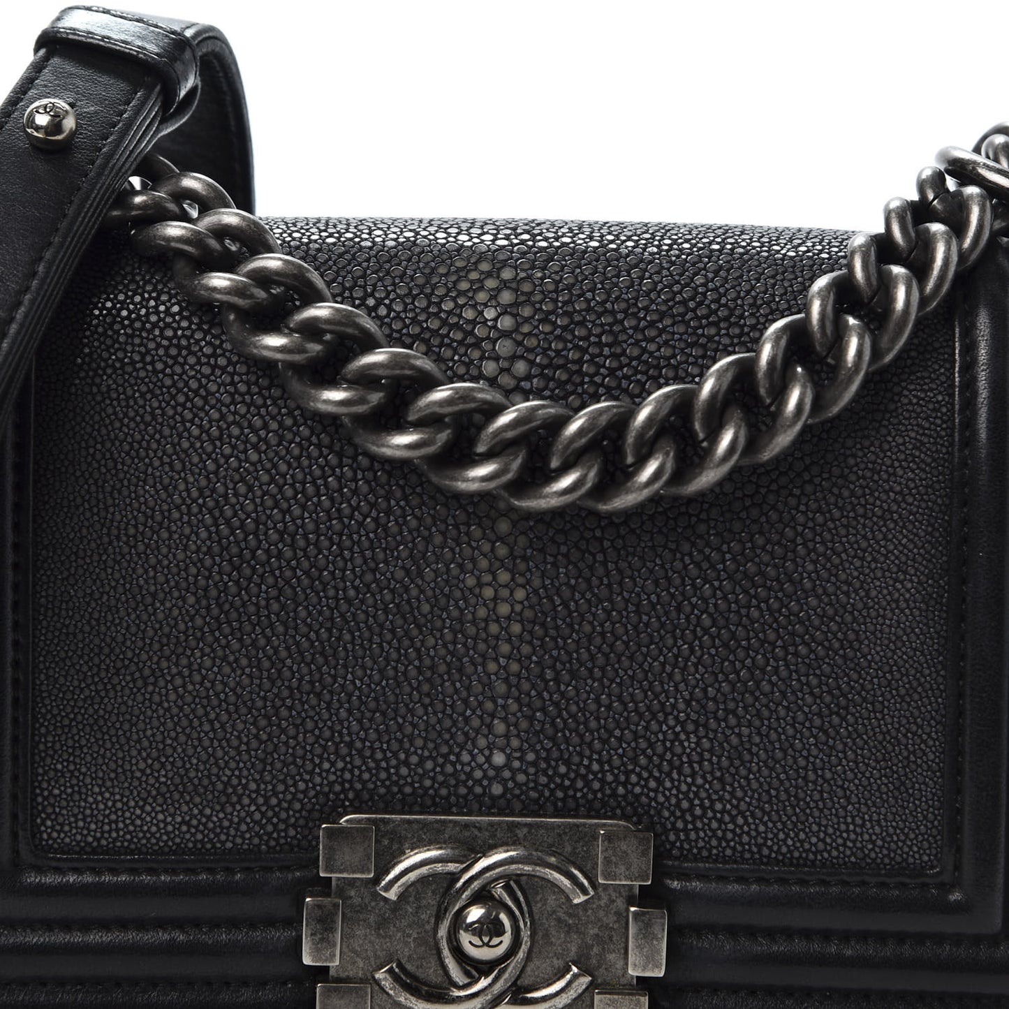 Galuchat Stingray Small Boy Flap Black