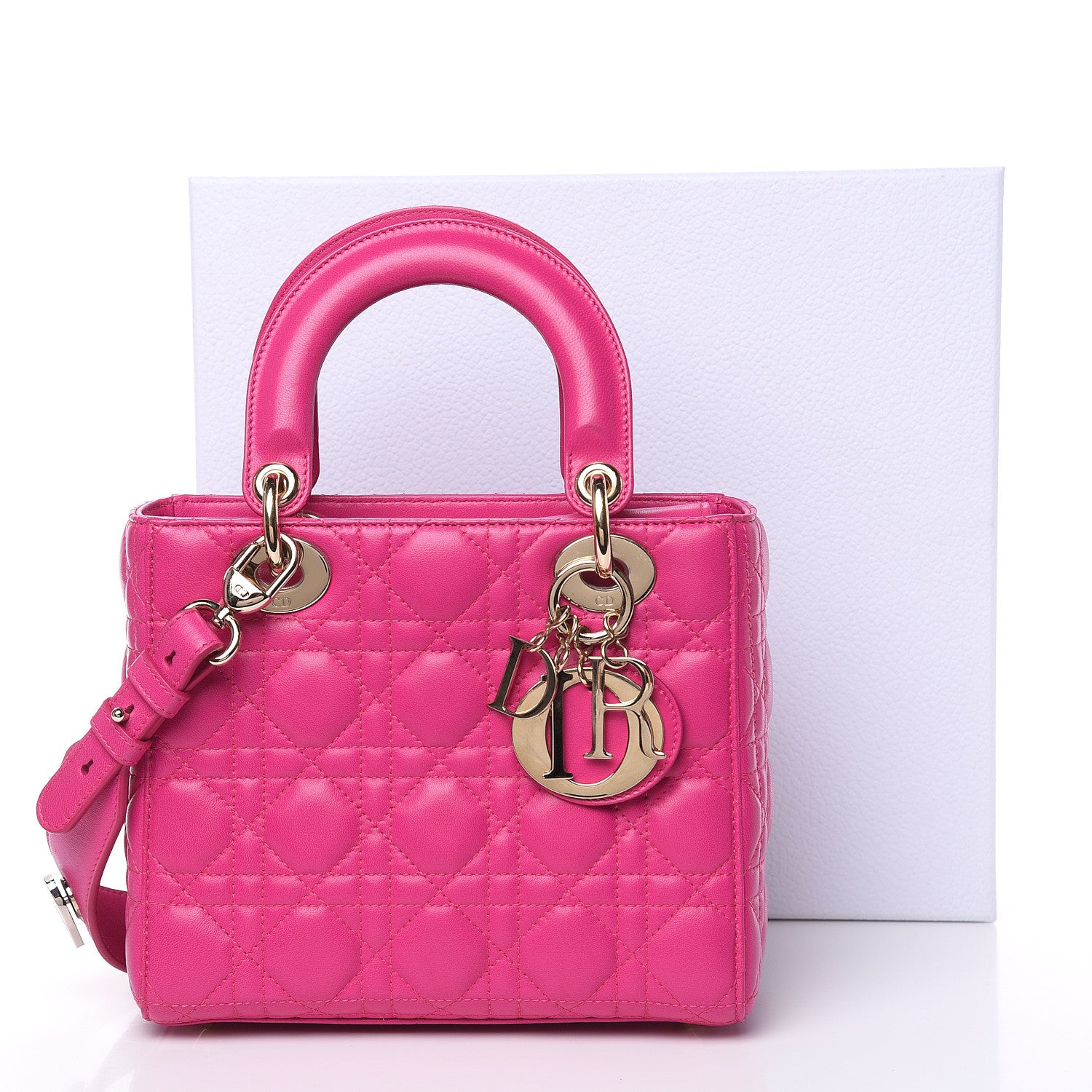 Christian Dior Lambskin Cannage Small Lucky Badges My Lady Dior Magenta 14 of 14
