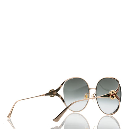 Gucci Metal Oversized Round Frame GG0225S Sunglasses Gold 4 of 6