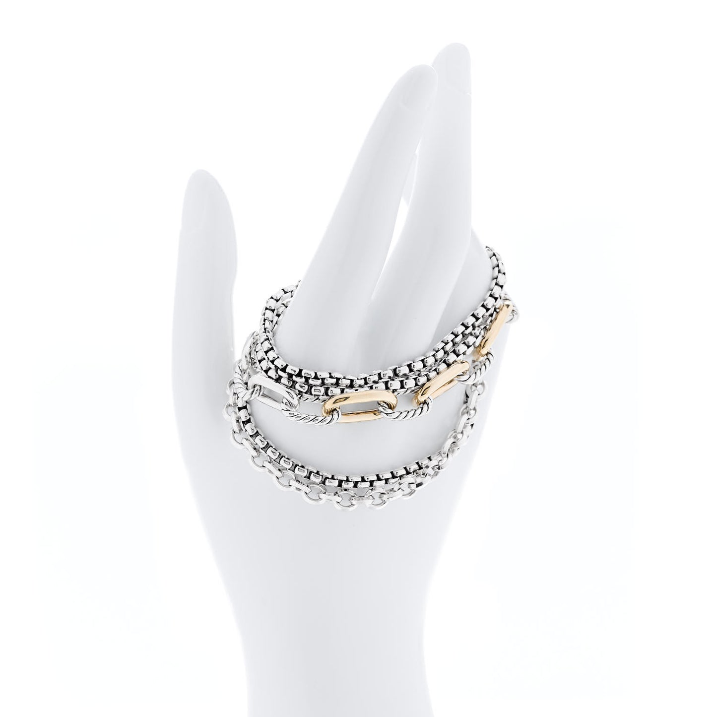 Sterling Silver 18K Yellow Gold Multi Row Chain Bracelet
