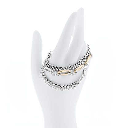 David Yurman Sterling Silver 18K Yellow Gold Multi Row Chain Bracelet 2 of 5
