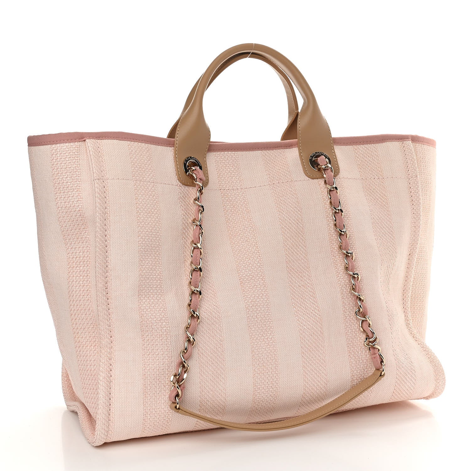 Chanel Mixed Fibers Calfskin Striped Medium Deauville Tote Light Pink 3 of 10