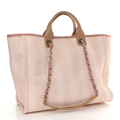 Chanel Mixed Fibers Calfskin Striped Medium Deauville Tote Light Pink 3 of 10