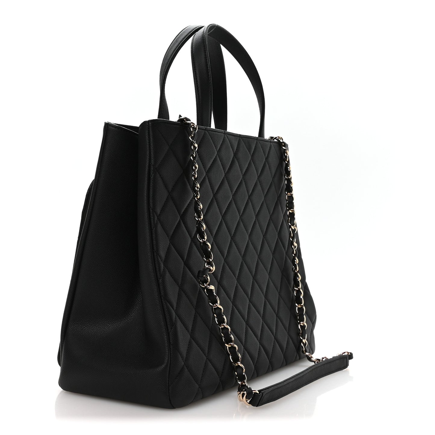 Caviar Quilted Large Business Affinity Shopping Bag Black