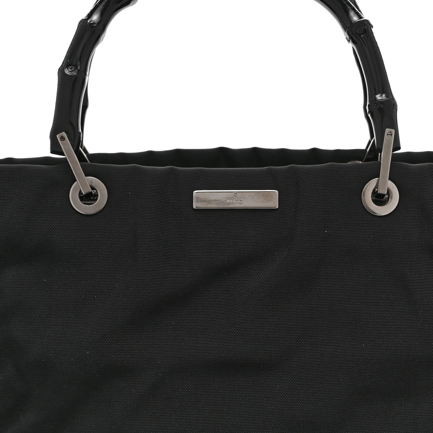 Gucci Nylon Bamboo Handle Bag Black 10 of 12