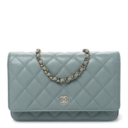 Chanel Caviar Quilted Wallet on Chain WOC Grey 1 of 11