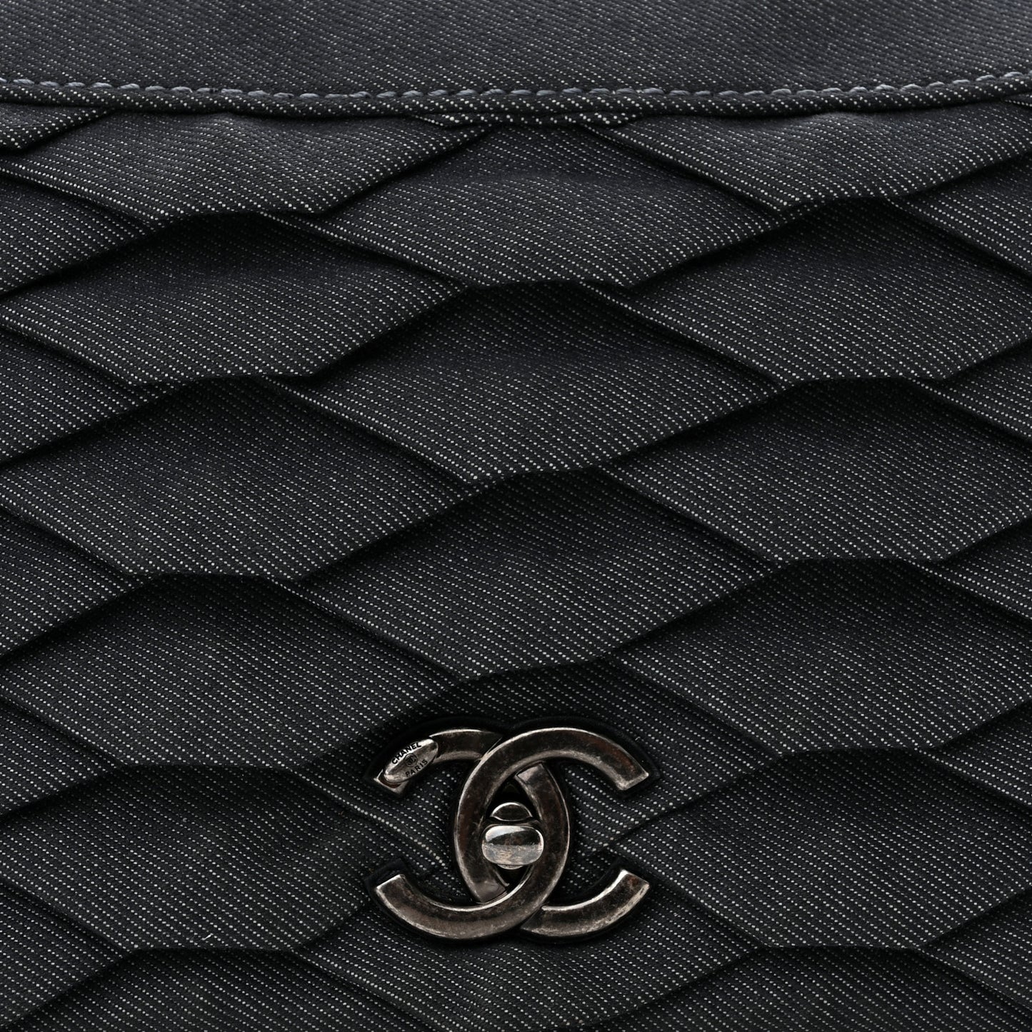 Denim Pleated Denim Turtle Flap Dark Blue
