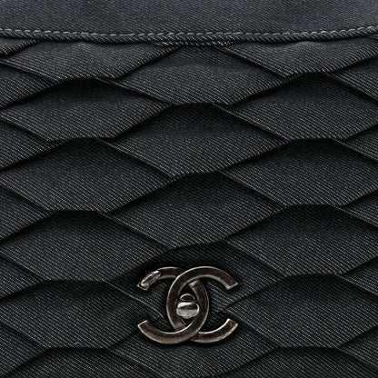 Chanel Denim Pleated Denim Turtle Flap Dark Blue 8 of 11