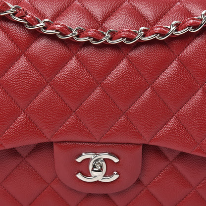 Chanel Caviar Quilted Jumbo Double Flap Red 11 of 11