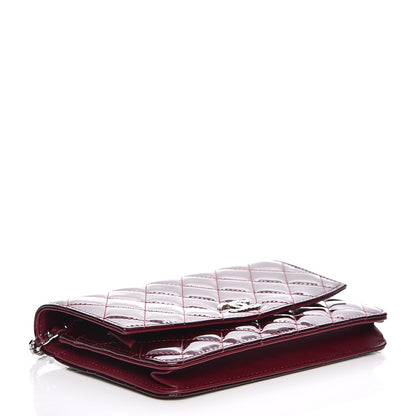Chanel Patent Quilted Brilliant Wallet On Chain WOC Light Burgundy 4 of 9