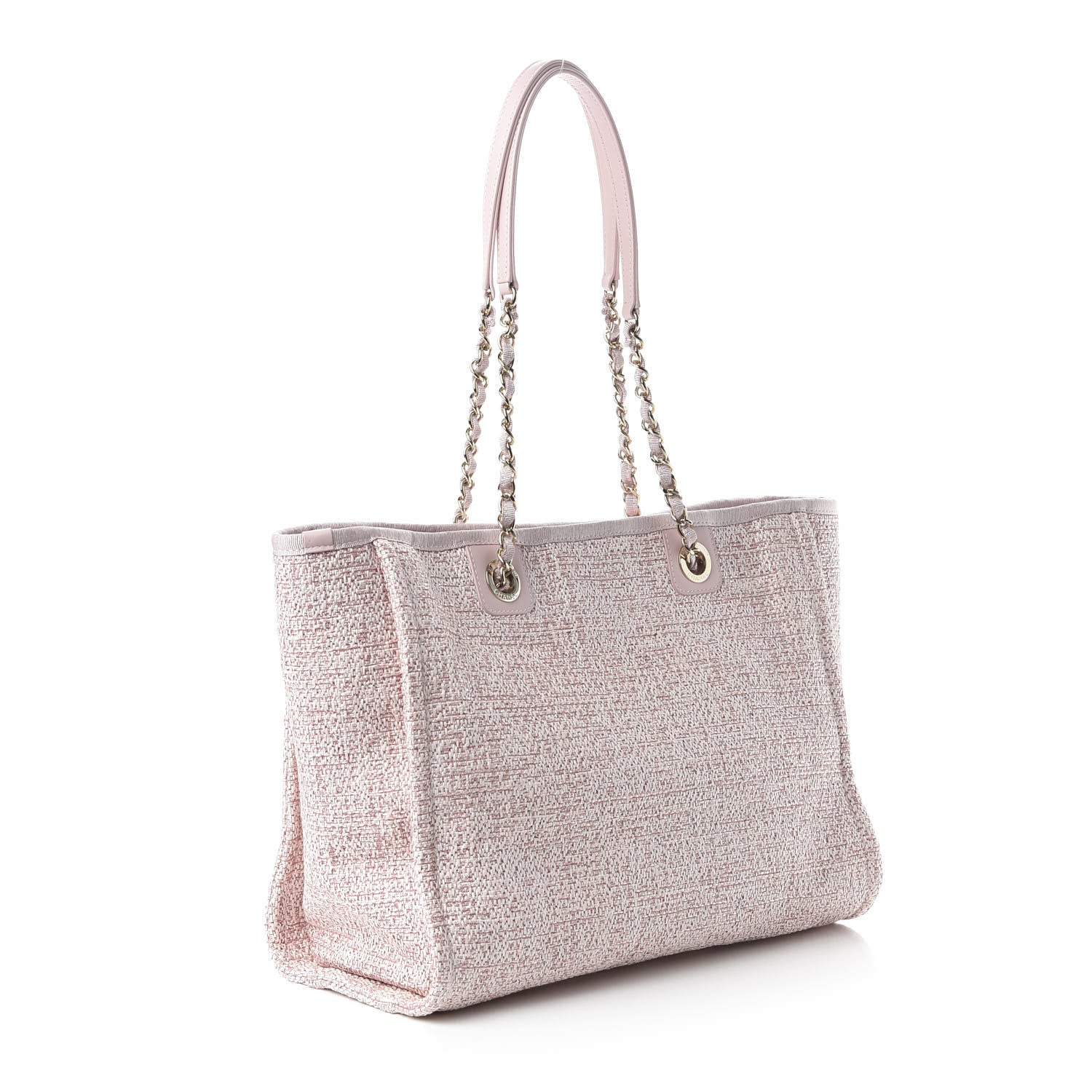 Chanel Straw Lurex Small Deauville Tote Pink 3 of 10