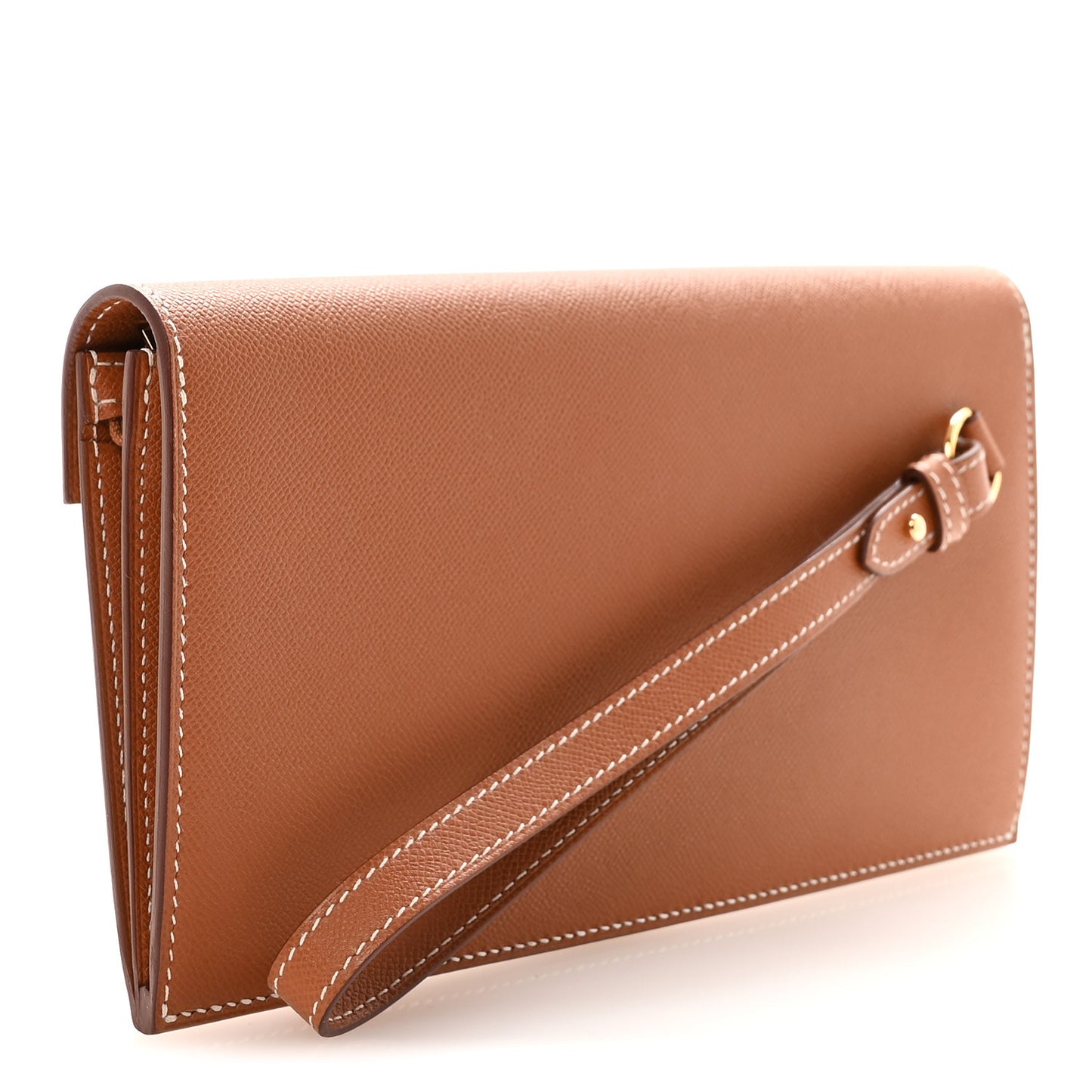 Madame Calfskin Kelly Pocket Long Wallet Gold