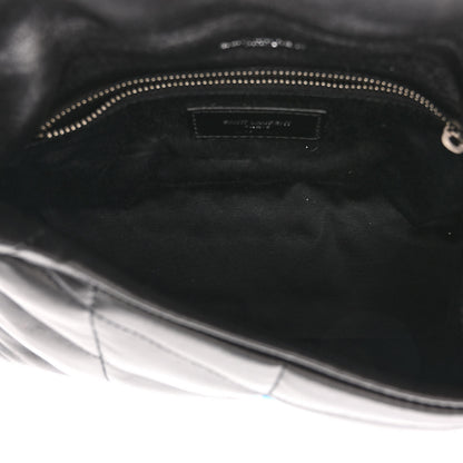 Saint Laurent Lambskin Quilted Toy Loulou Puffer Monogram Chain Satchel Black 5 of 9