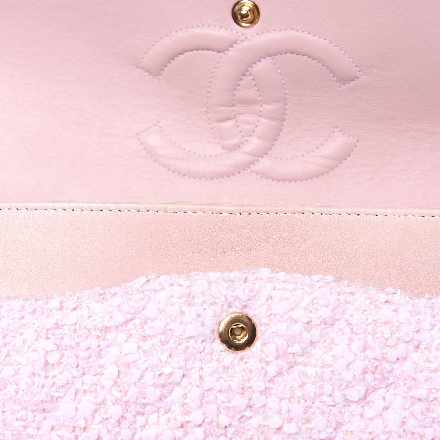 Tweed Medium Double Flap Pink