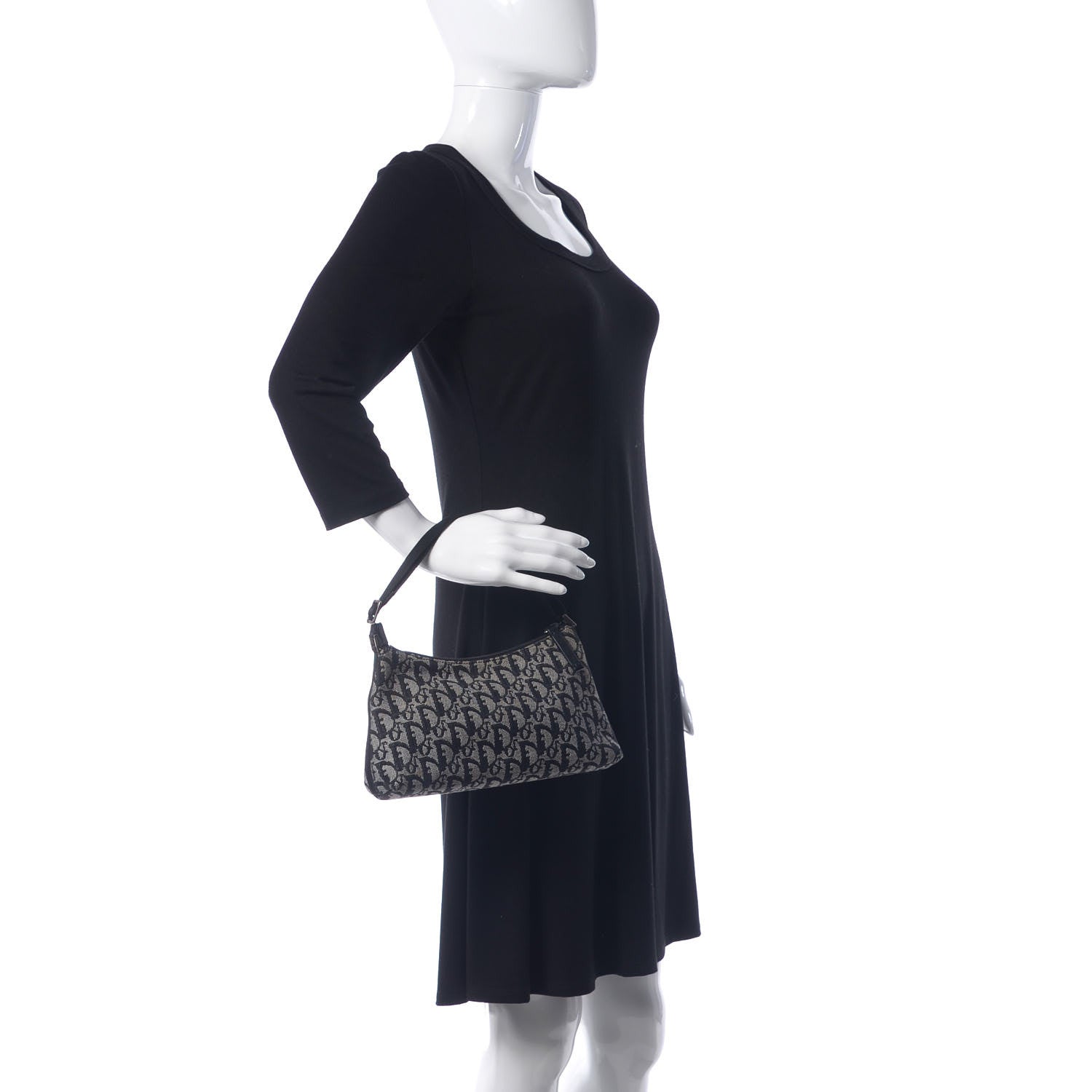 Christian Dior Monogram Shoulder Bag Pochette Black 2 of 10