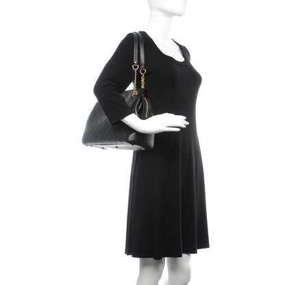 Gucci Guccissima Signature Medium Shoulder Tote Bag Black 2 of 7