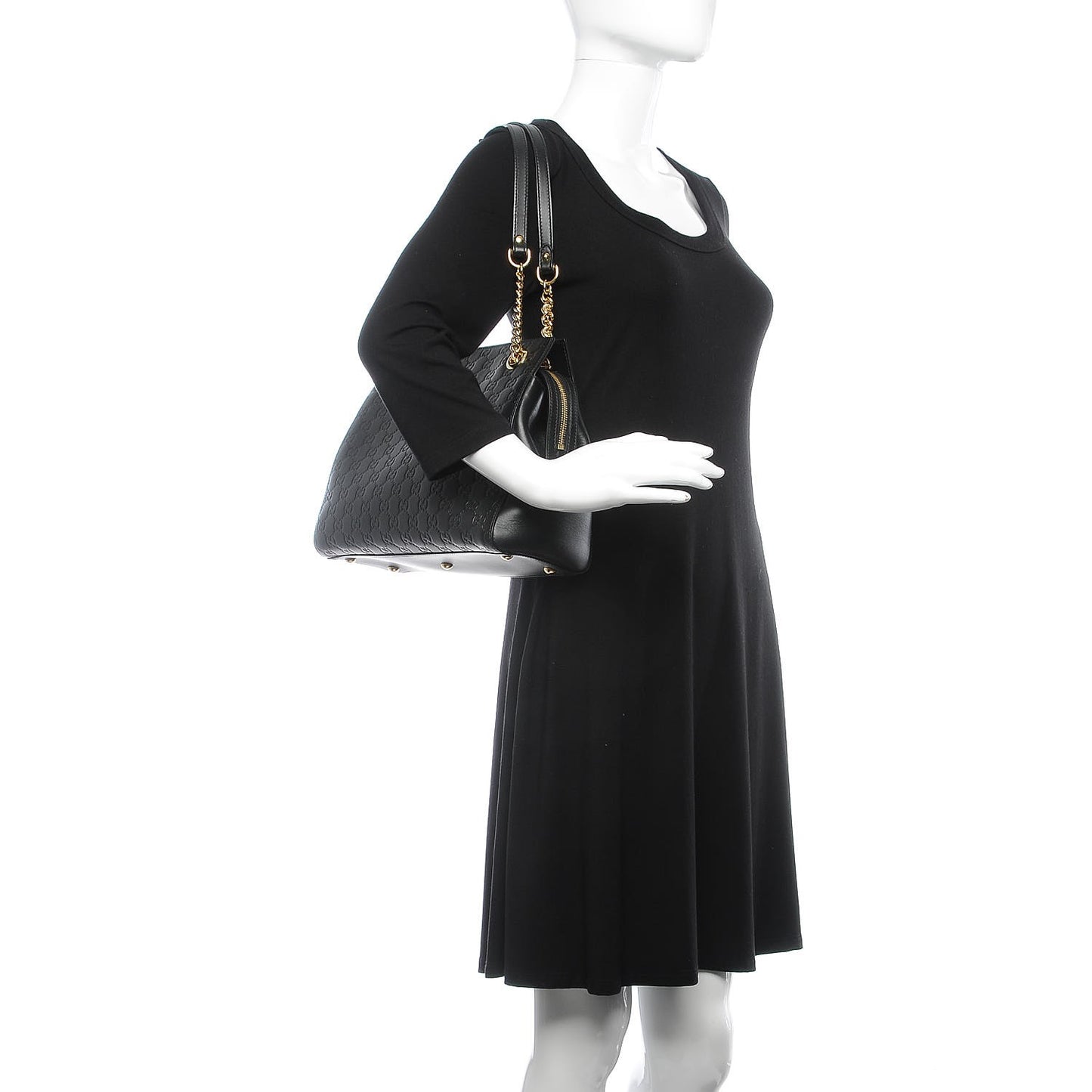 Guccissima Signature Medium Shoulder Tote Bag Black