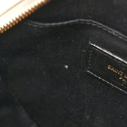 Saint Laurent Grain De Poudre Matelasse Chevron Quilted Round Vinyle Camera Bag Crema Soft 10 of 11