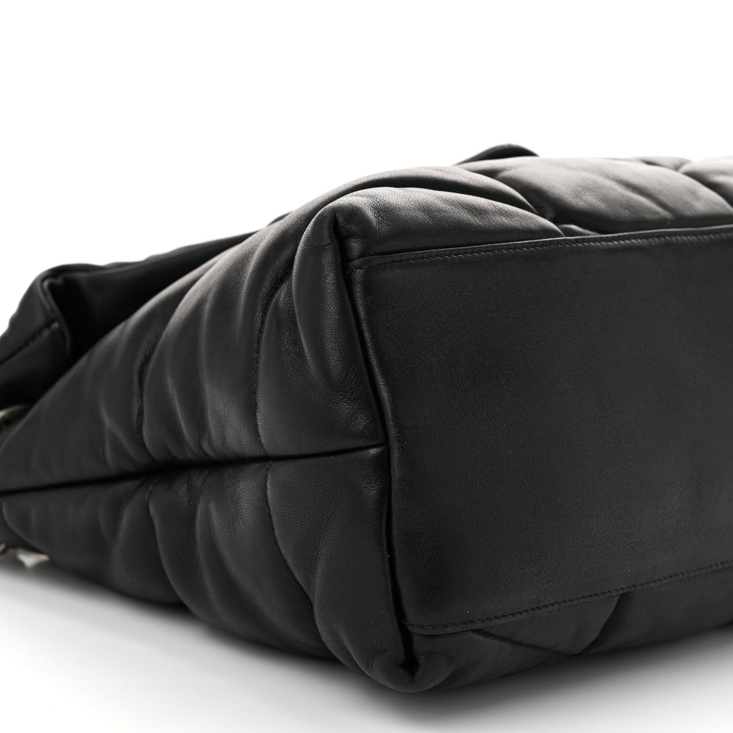 Lambskin Quilted Medium Loulou Puffer Monogram Chain Satchel Black