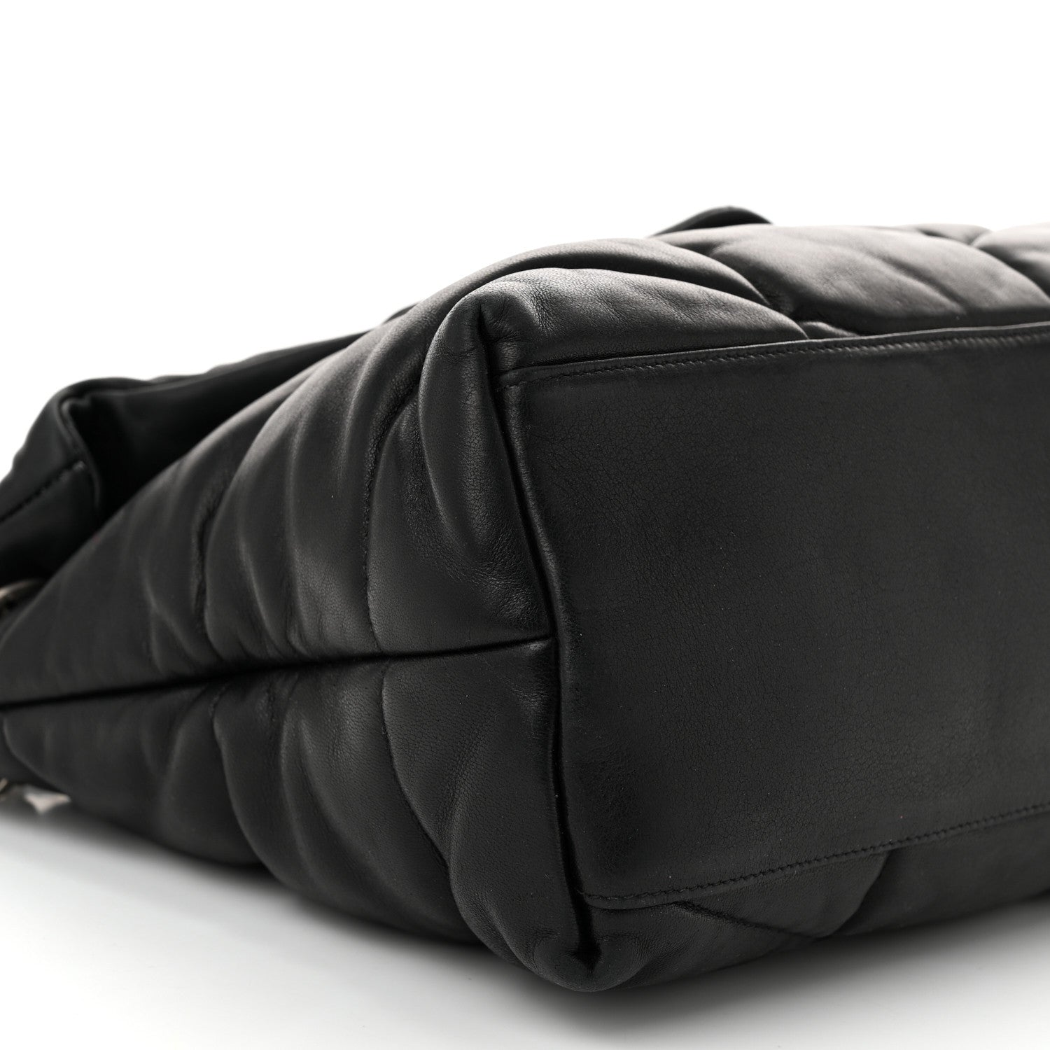 Saint Laurent Lambskin Quilted Medium Loulou Puffer Monogram Chain Satchel Black 9 of 10