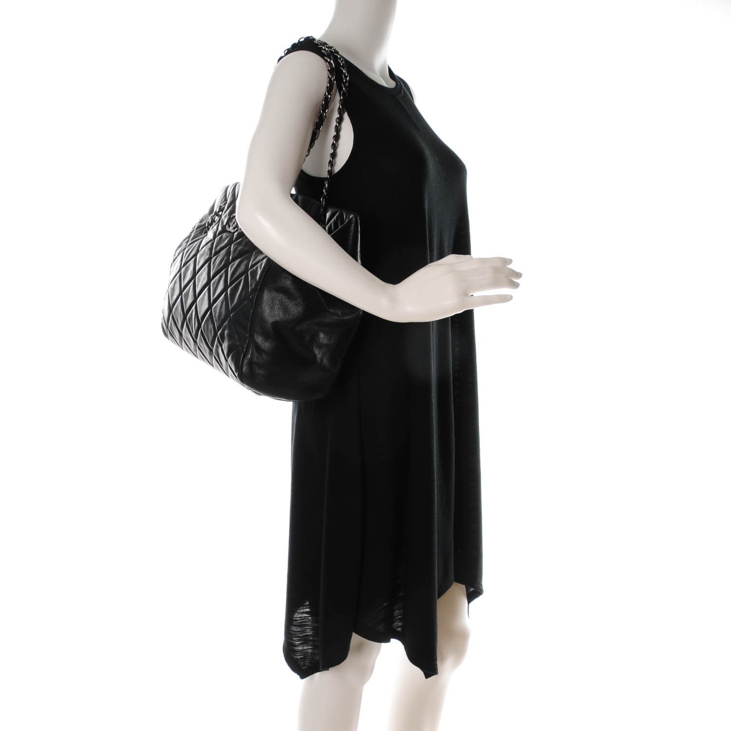 Chanel Soft Caviar Quilted Large Cells Tote Black 2 of 7