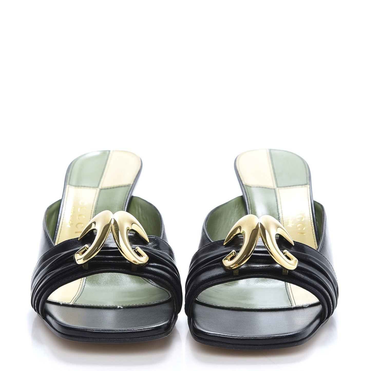 Malaga Kid Half Moon GG Square Toe Slide Sandals 37 Black