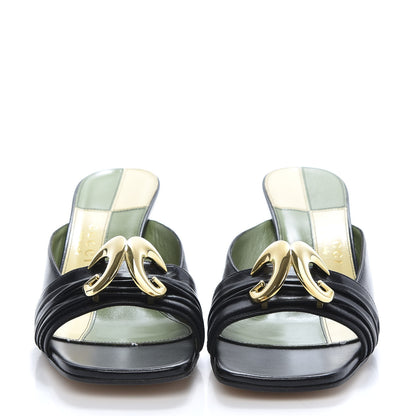 Gucci Malaga Kid Half Moon GG Square Toe Slide Sandals 37 Black 2 of 9