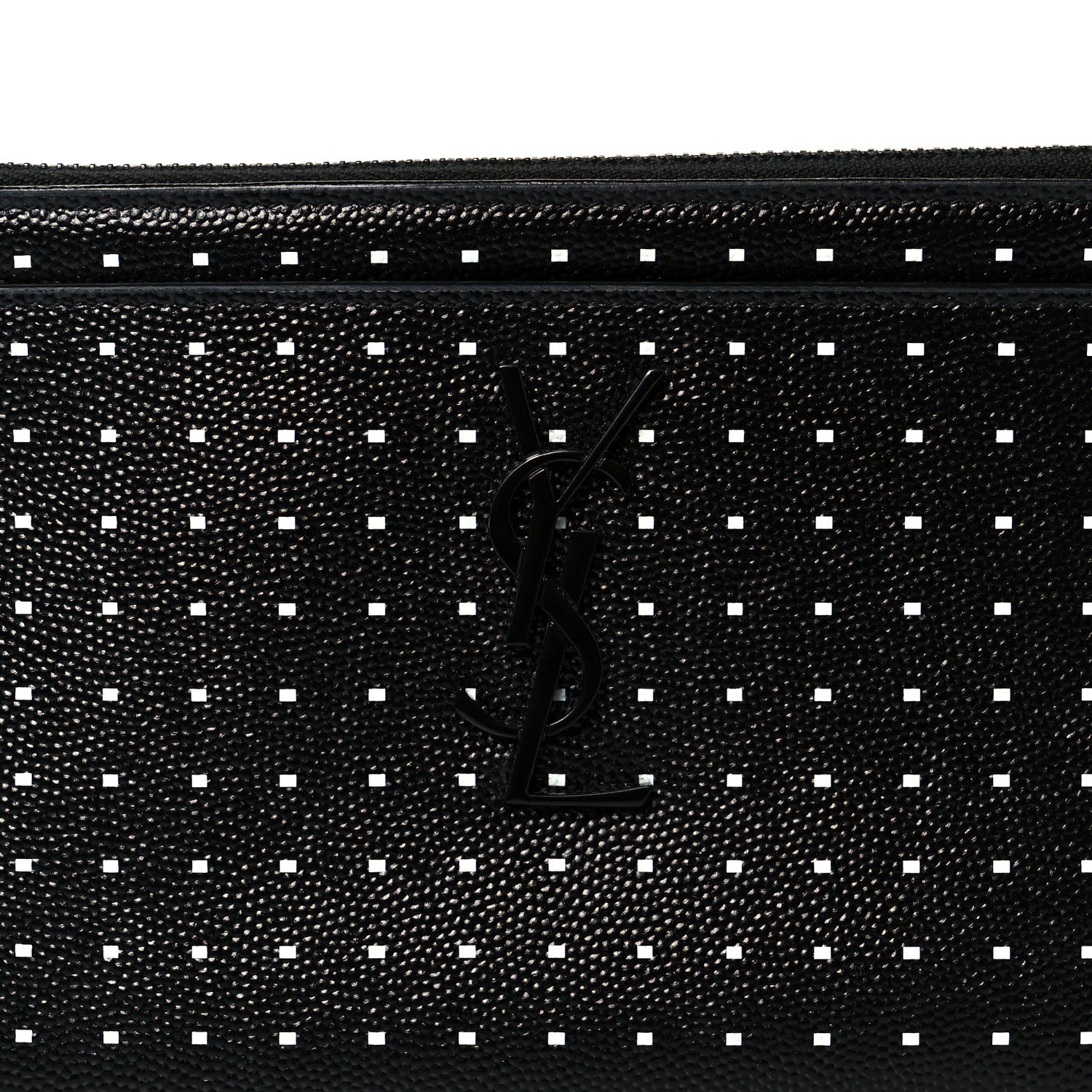 Saint Laurent Grain De Poudre Square Dot Zip Bill Pouch Black White 8 of 9
