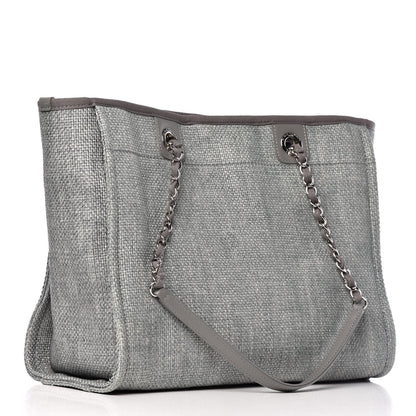 Chanel Woven Straw Raffia Small Deauville Tote Grey 3 of 10