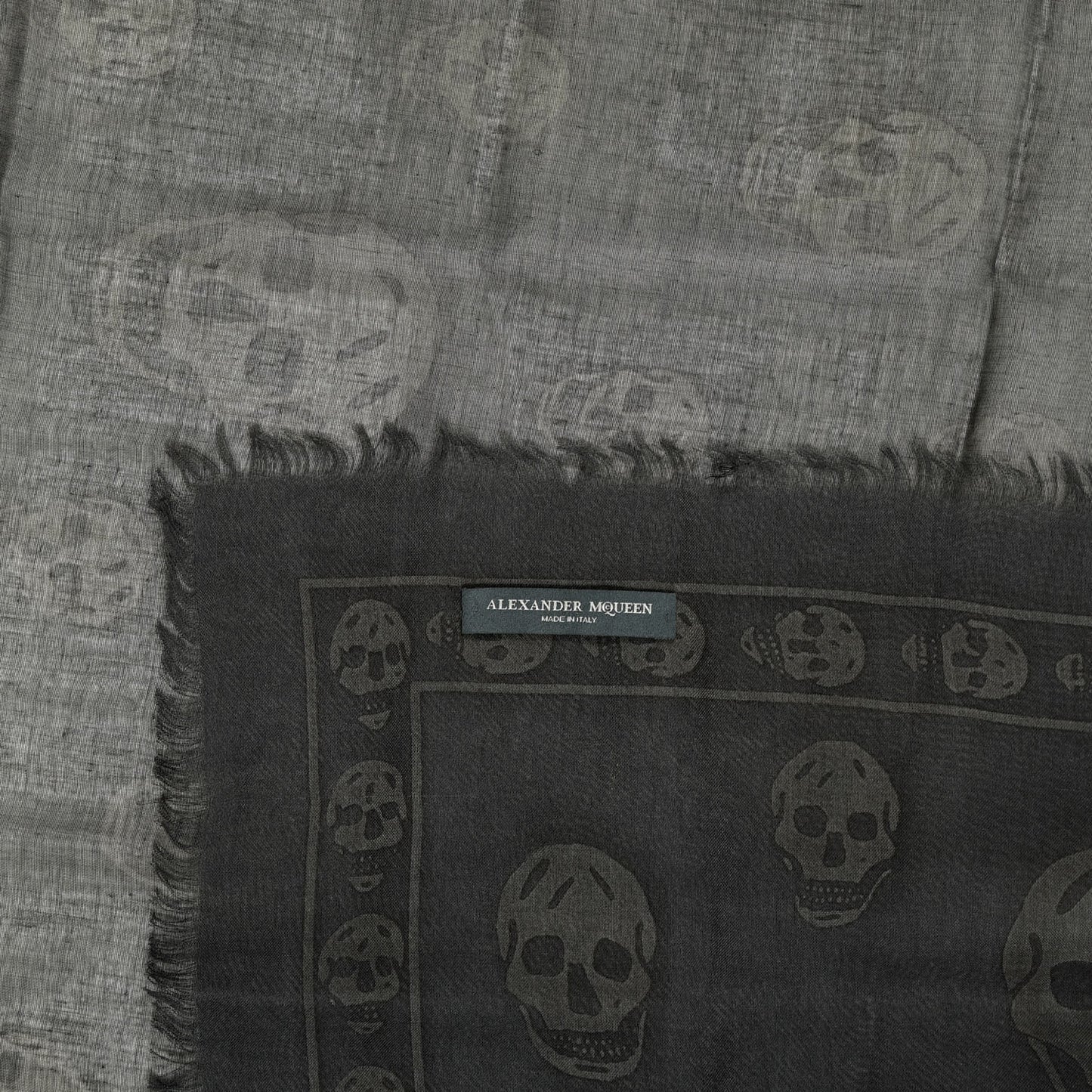 Modal Silk Skull Scarf Black Grey