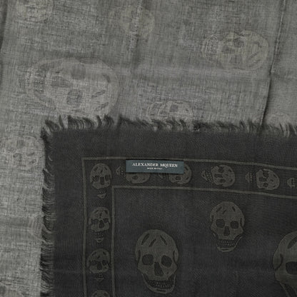 Alexander McQueen Modal Silk Skull Scarf Black Grey 3 of 3
