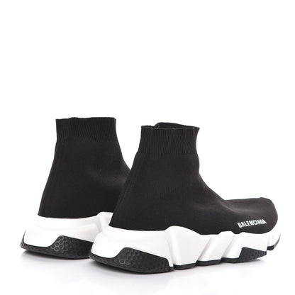 Balenciaga Neoprene Knit Womens Speed Sneakers 38 Black White 4 of 11