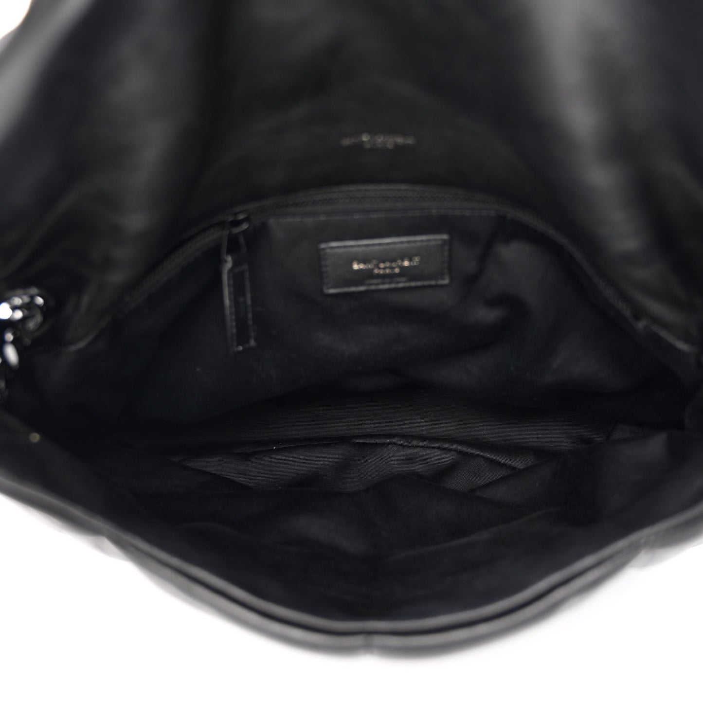 Lambskin Quilted Monogram Monochrome Medium Loulou Puffer Chain Satchel Black