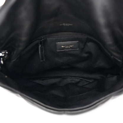 Saint Laurent Lambskin Quilted Monogram Monochrome Medium Loulou Puffer Chain Satchel Black 5 of 10