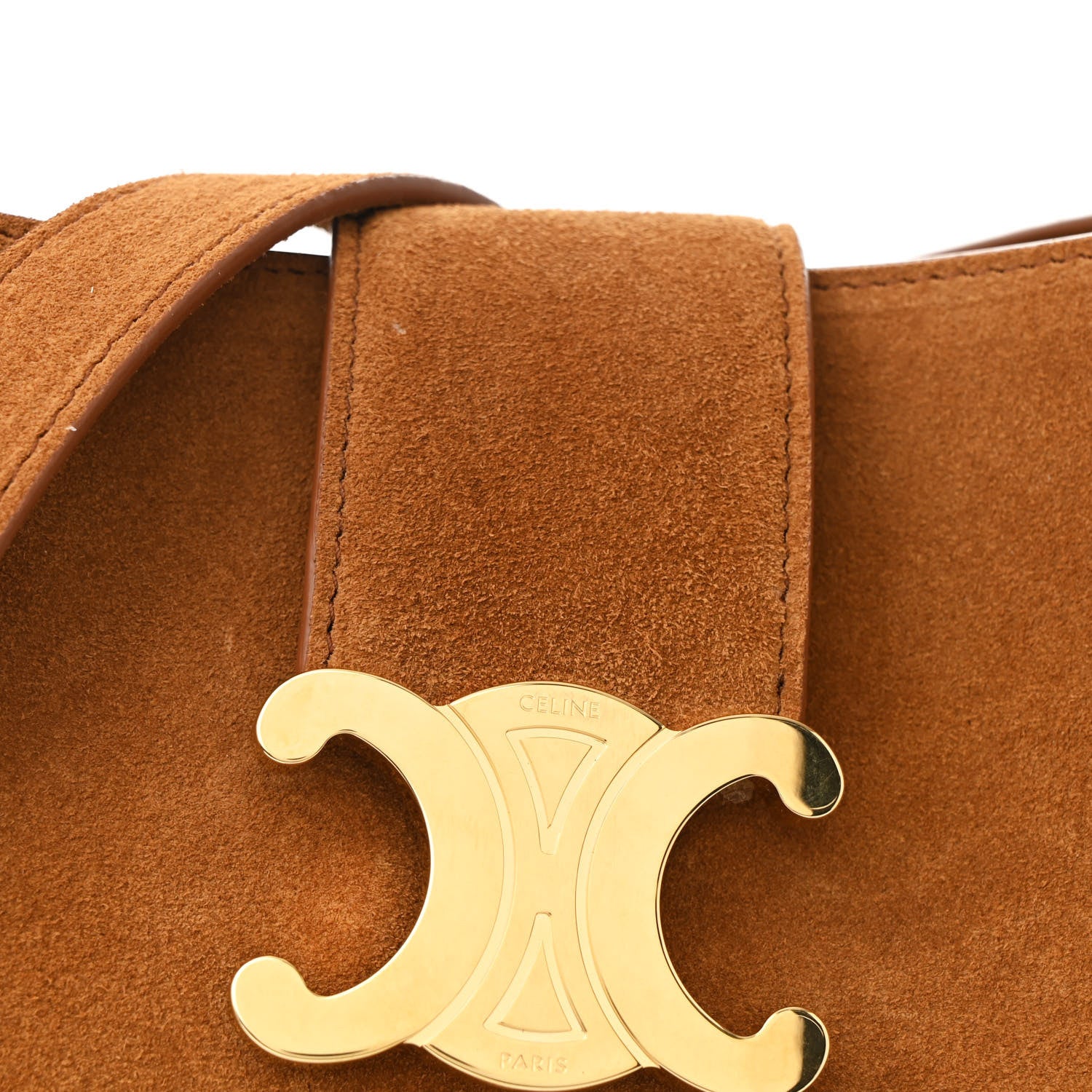 Celine Suede Calfskin Triomphe Medium Louise Bag Pecan 11 of 14