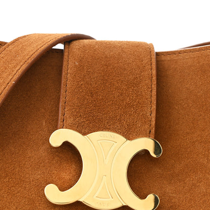 Celine Suede Calfskin Triomphe Medium Louise Bag Pecan 11 of 14