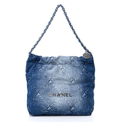 Chanel Denim Quilted Small Chanel 22 Blue 3 of 10