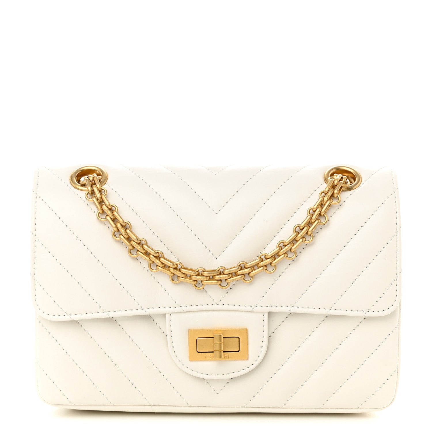 Chanel Aged Calfskin Chevron Quilted 2.55 Reissue Mini Flap White 1 of 11