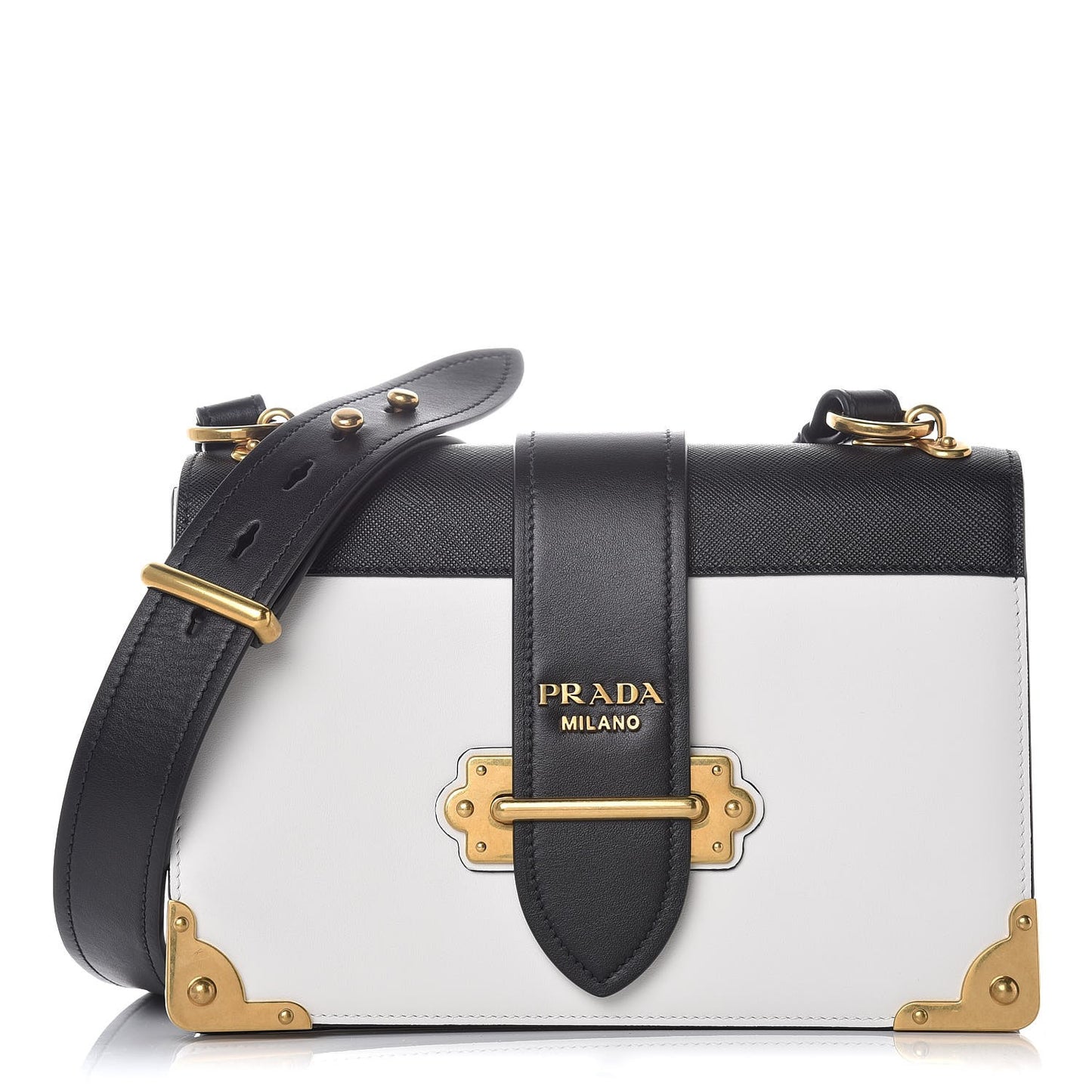 City Calf Saffiano Large Cahier Bag White Black
