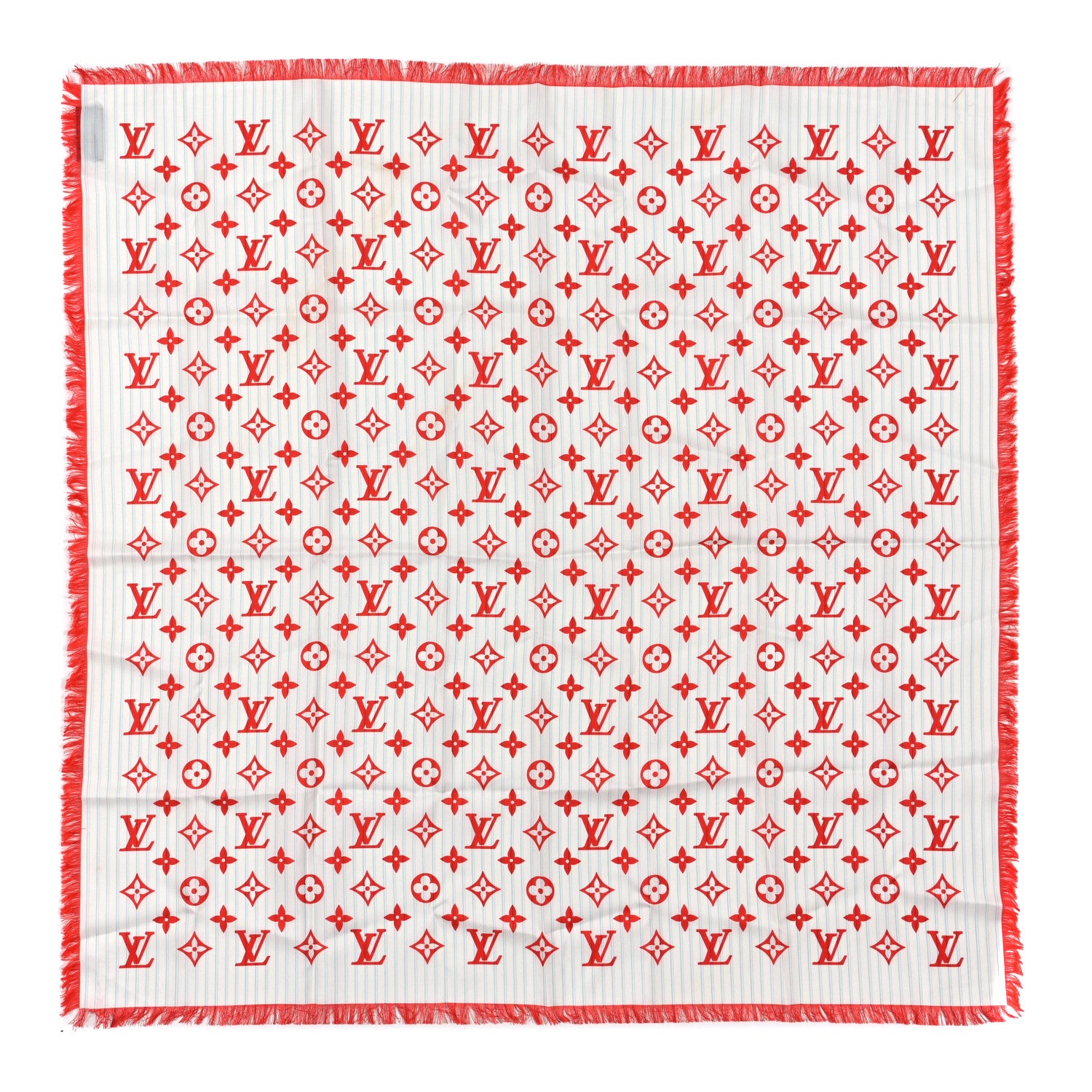 Louis Vuitton Silk Square Monogram Scarf Red 1 of 3